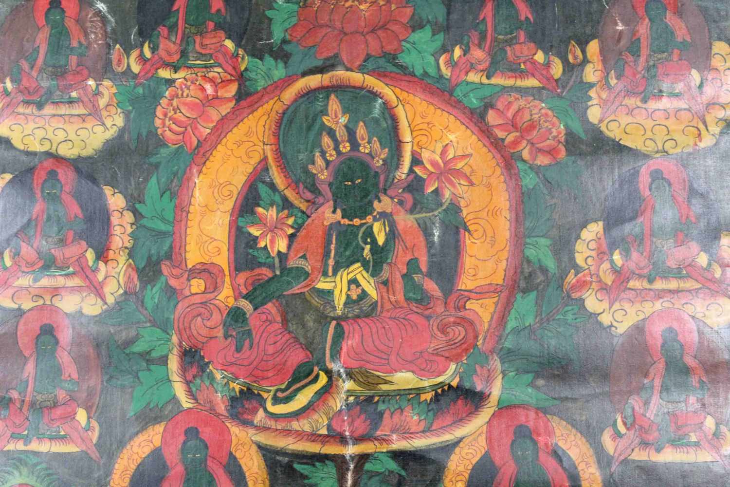 Thangka, China / Tibet alt. Wohl Shyama - Tara.57 cm x 44,5 cm. Gemälde. Dargestellt die - Image 3 of 7