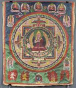 Buddha Mandala, China / Tibet alt.72 cm x 60 cm. Gemälde. Übergroße Darstellung des Buddha in der