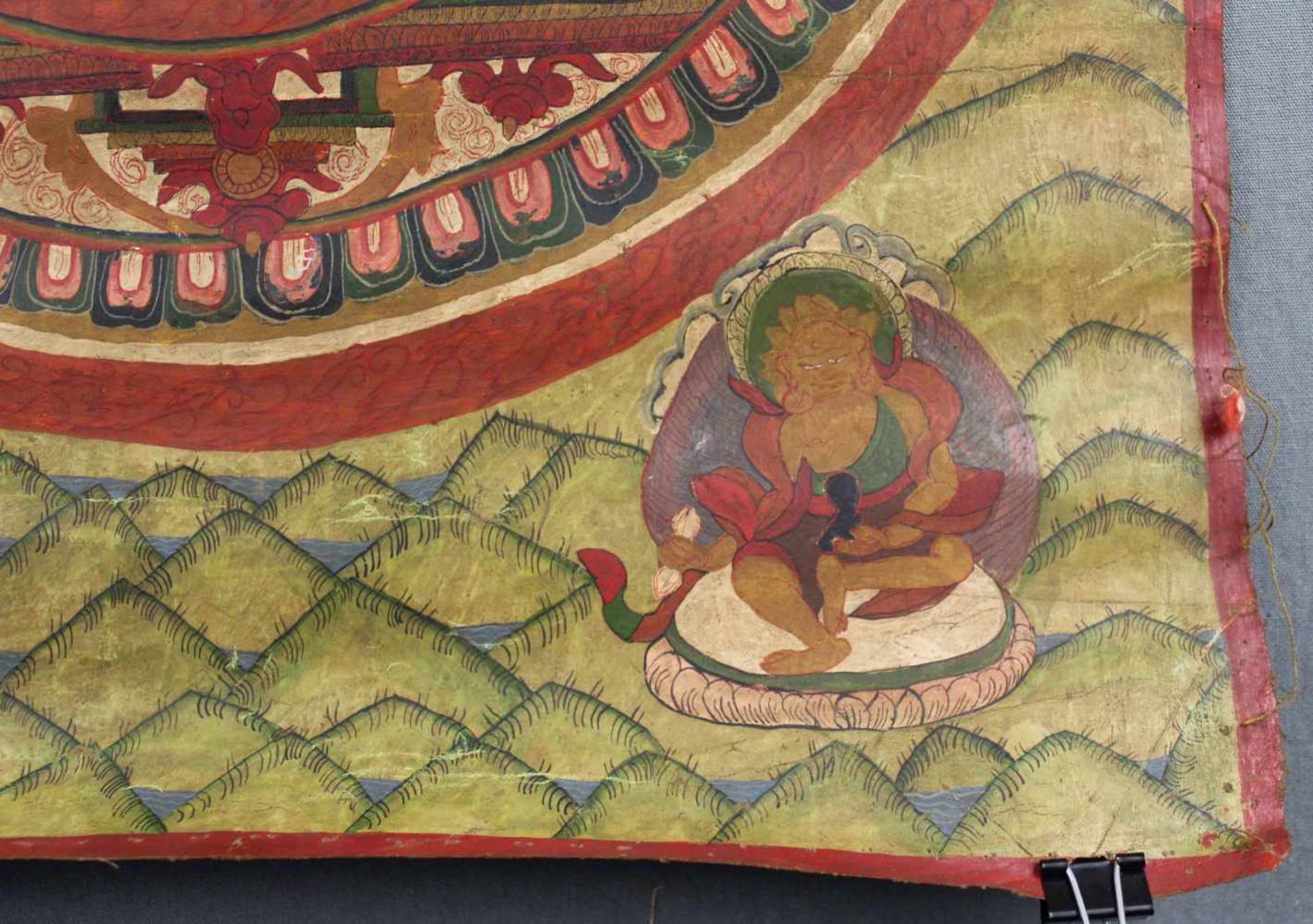 Buddha Mandala / Thangka, China / Tibet alt.53 cm x 40 cm. Gemälde. Mandala in reduzierter - Bild 3 aus 8