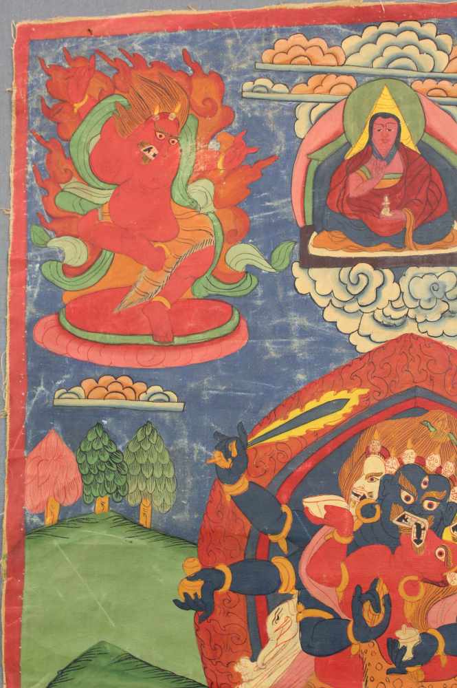 Thangka, China / Tibet alt. Wohl Che- Mchog Heruka.80,5 cm x 50,5 cm. Gemälde.Thangka, China / Tibet - Image 6 of 10