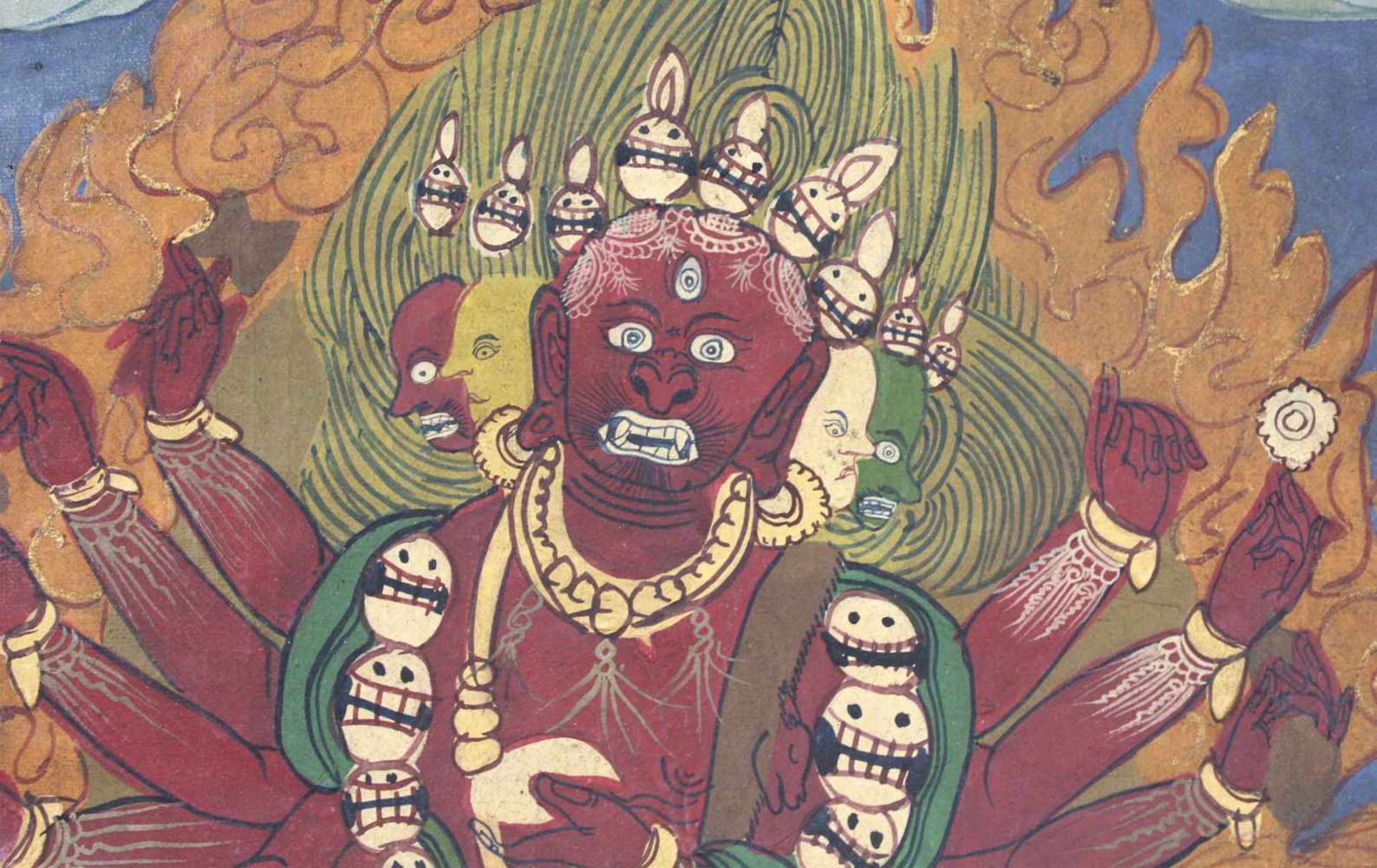 Cri Chakrasamvara ? Thangka, China / Tibet alt.50 cm x 40 cm. Gemälde.Cri Chakrasamvara ? Thangka, - Bild 7 aus 8