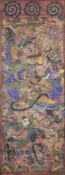 Aquarell. Kriegsgott (Guan-Yu)?. China / Tibet.113 cm x 42 cm.Watercolor. God of war (Guan-Yu)?.