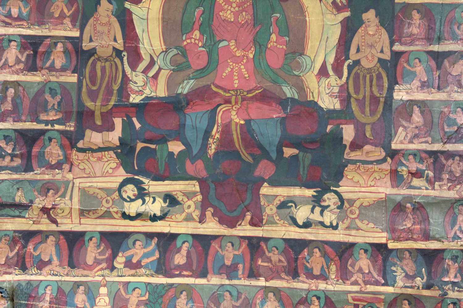 Amitabha ? In der Padmasana, Thangka, China / Tibet alt.55 cm x 42 cm. Gemälde. Im Paradies ( - Image 4 of 10