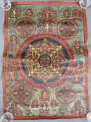 5 fach Mandala, China / Tibet alt. Zentral Buddha.65 cm x 47 cm. Gemälde.5 x Mandala, China /