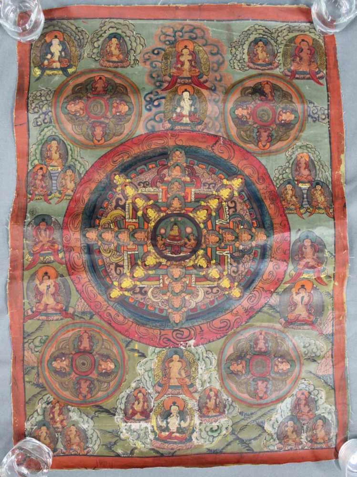 5 fach Mandala, China / Tibet alt. Zentral Buddha.65 cm x 47 cm. Gemälde.5 x Mandala, China /