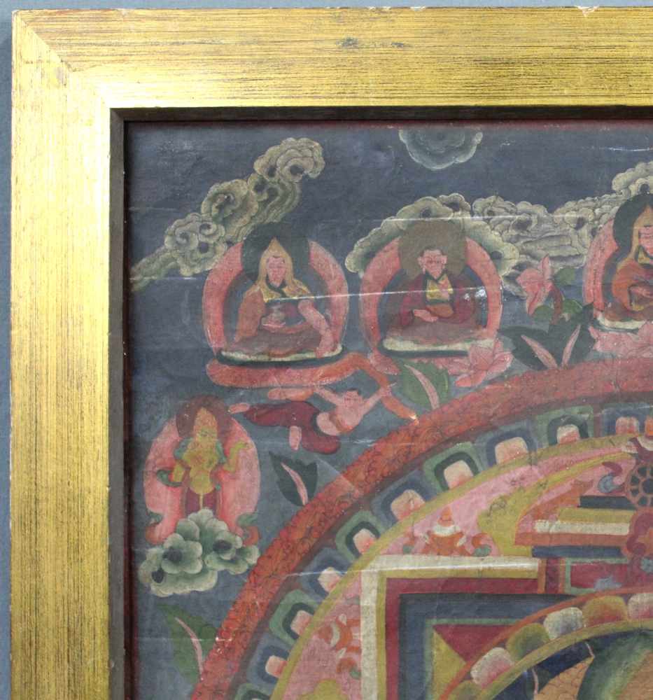 Buddha Mandala, China / Tibet alt. Der Äther in naturalistischem grün und grau.77 cm x 56 cm. - Image 11 of 12