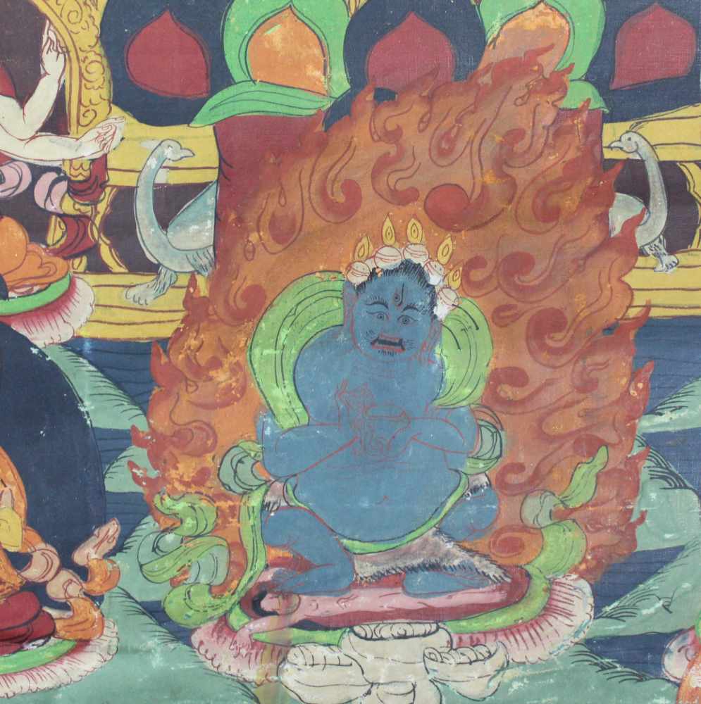 Amitabha Buddha, Thangka, China / Tibet alt.47,5 cm x 47,5 cm. Gemälde. In der Dhyana Mudra.Amitabha - Image 5 of 6