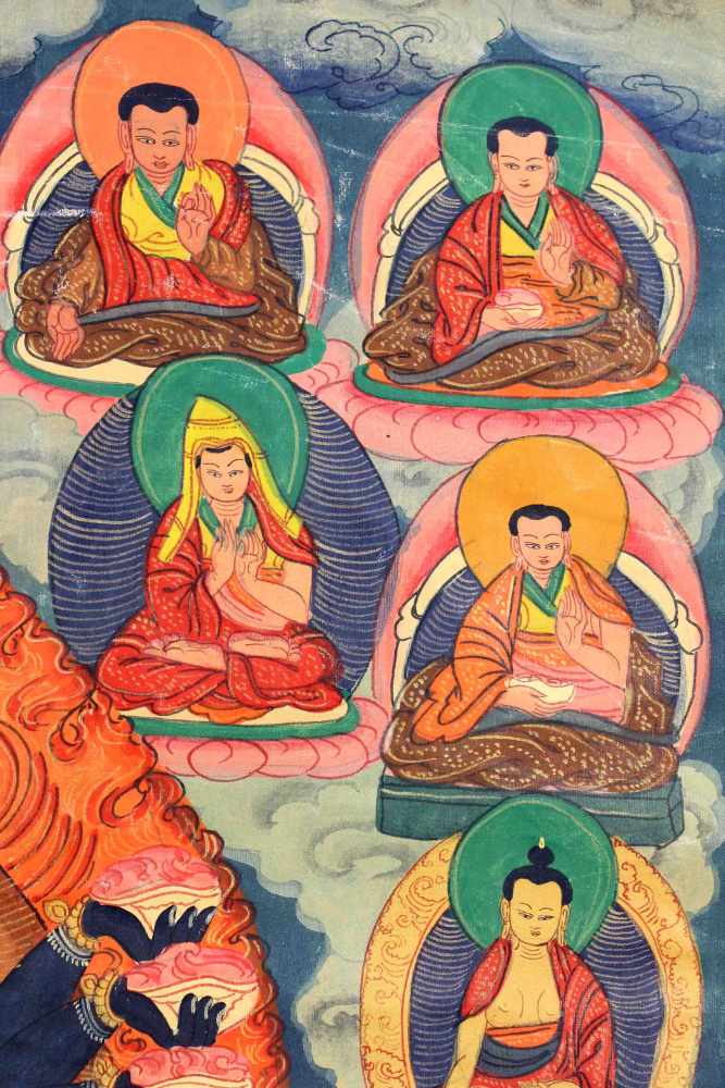 Thangka, China / Tibet alt. Wohl Yamantaka.51 cm x 43,5 cm. Gemälde.Thangka, China / Tibet old. - Image 4 of 8