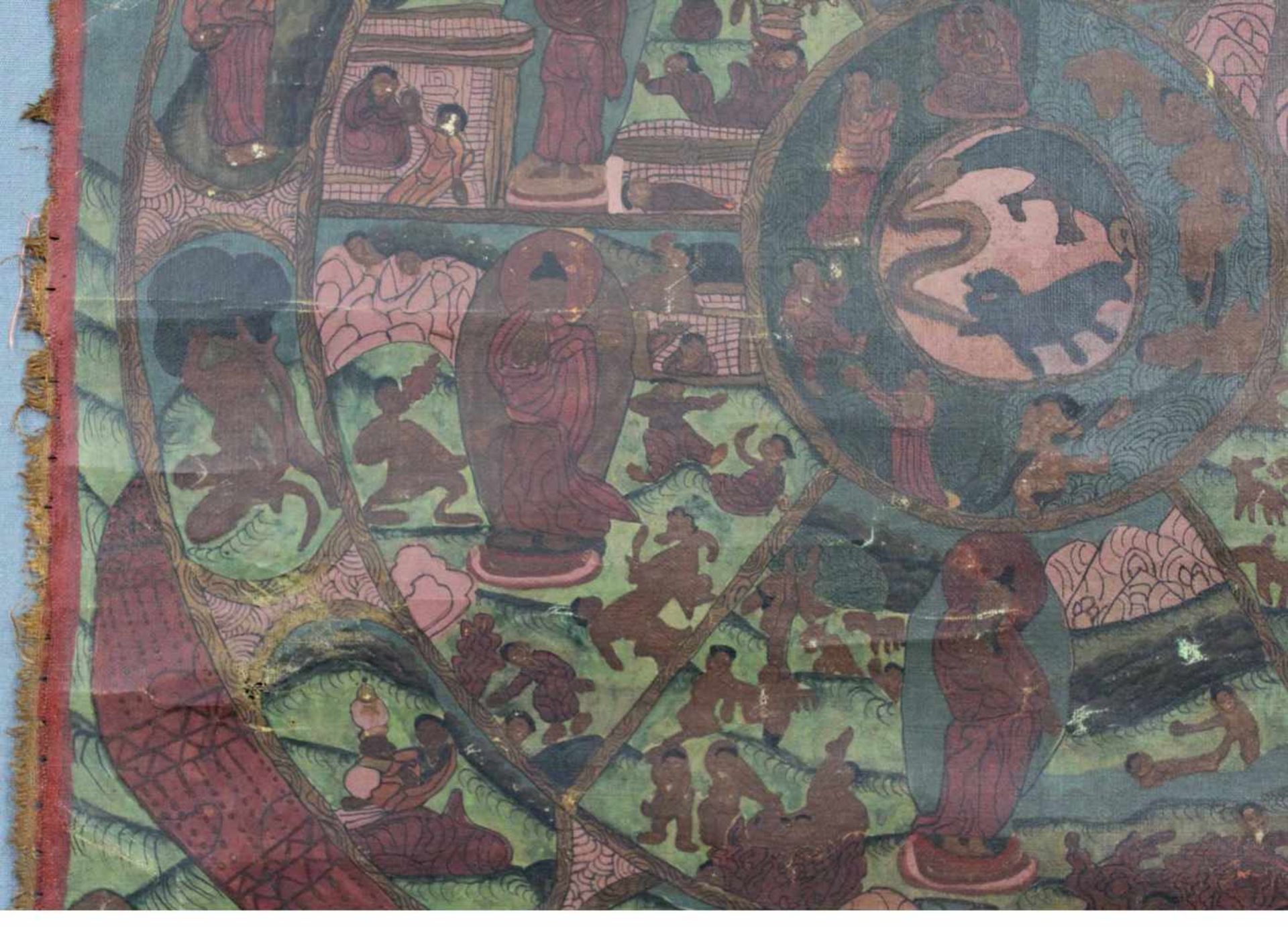 Bhavachakra Mandala. China / Tibet alt.70 cm x 47 cm. Gemälde. Lebensrad Mandala. Lebensrad - Bild 6 aus 11