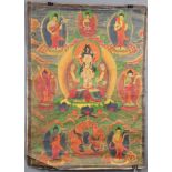 Buddha Mandala / Thangka. China / Tibet alt.63 cm x 45 cm. Gemälde.Buddha Mandala / Thangka. China /