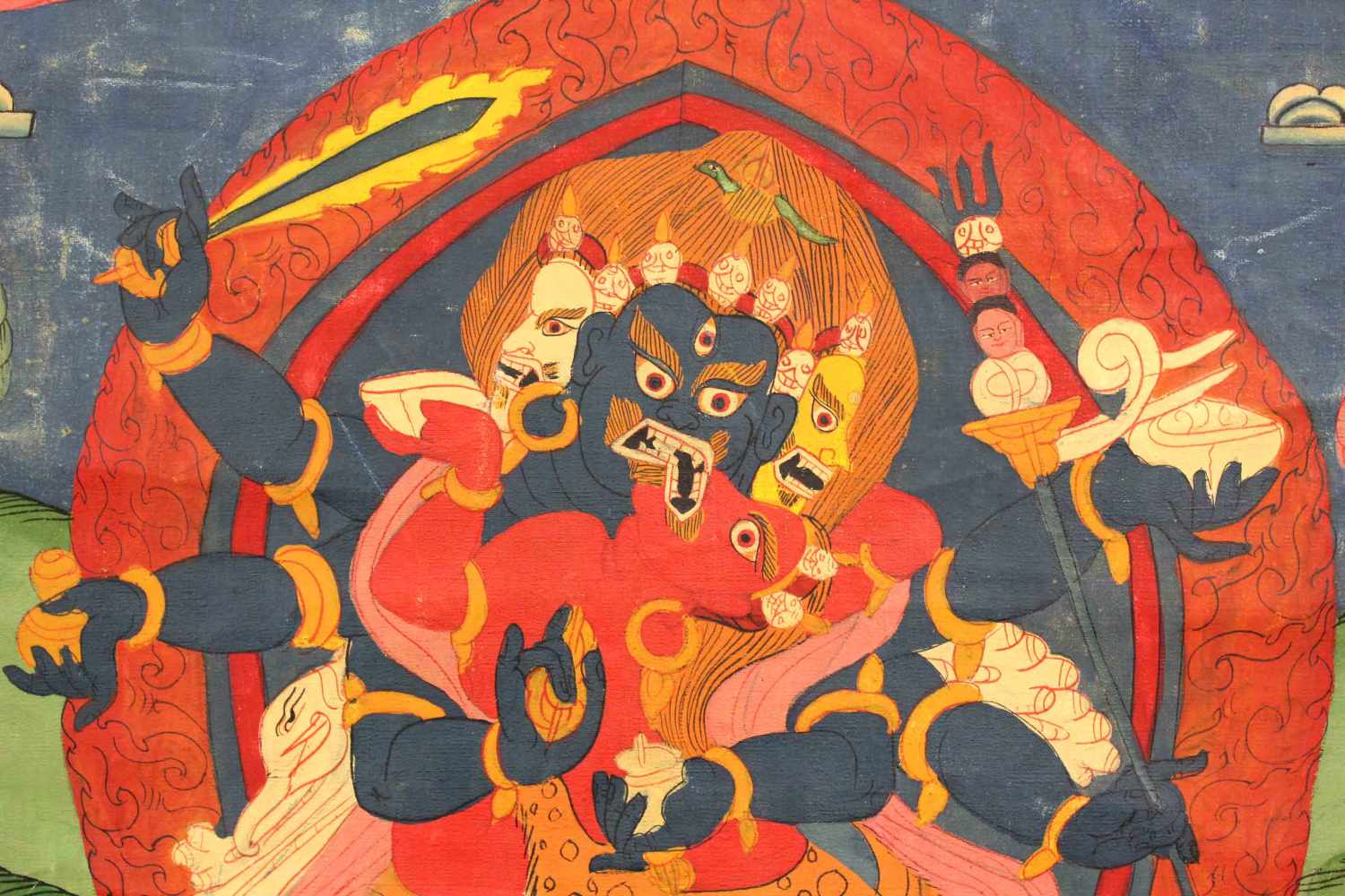 Thangka, China / Tibet alt. Wohl Che- Mchog Heruka.80,5 cm x 50,5 cm. Gemälde.Thangka, China / Tibet - Image 9 of 10