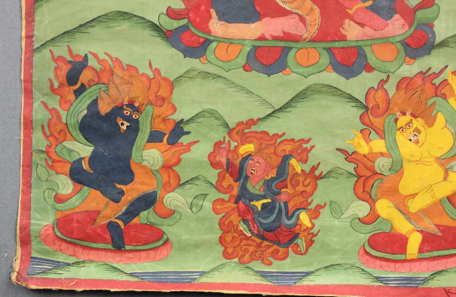 Thangka, China / Tibet alt. Wohl Che- Mchog Heruka.80,5 cm x 50,5 cm. Gemälde.Thangka, China / Tibet - Image 3 of 10