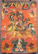 Palden Lhamo Thangka, China / Tibet alt.64 cm x 45,5 cm. Gemälde.Palden Lhamo Thangka, China / Tibet