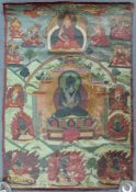 Darstellung des Maitreya Buddha ? Mit grüner Tara Thangka, China / Tibet alt.65,5 x 44,5 cm.
