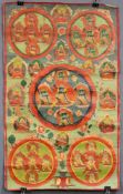 5 fach Mandala / Thangka, China / Tibet alt.62,5 cm x 38,5 cm. Gemälde.5 x Mandala / Thangka,