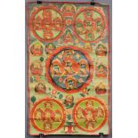 5 fach Mandala / Thangka, China / Tibet alt.62,5 cm x 38,5 cm. Gemälde.5 x Mandala / Thangka,