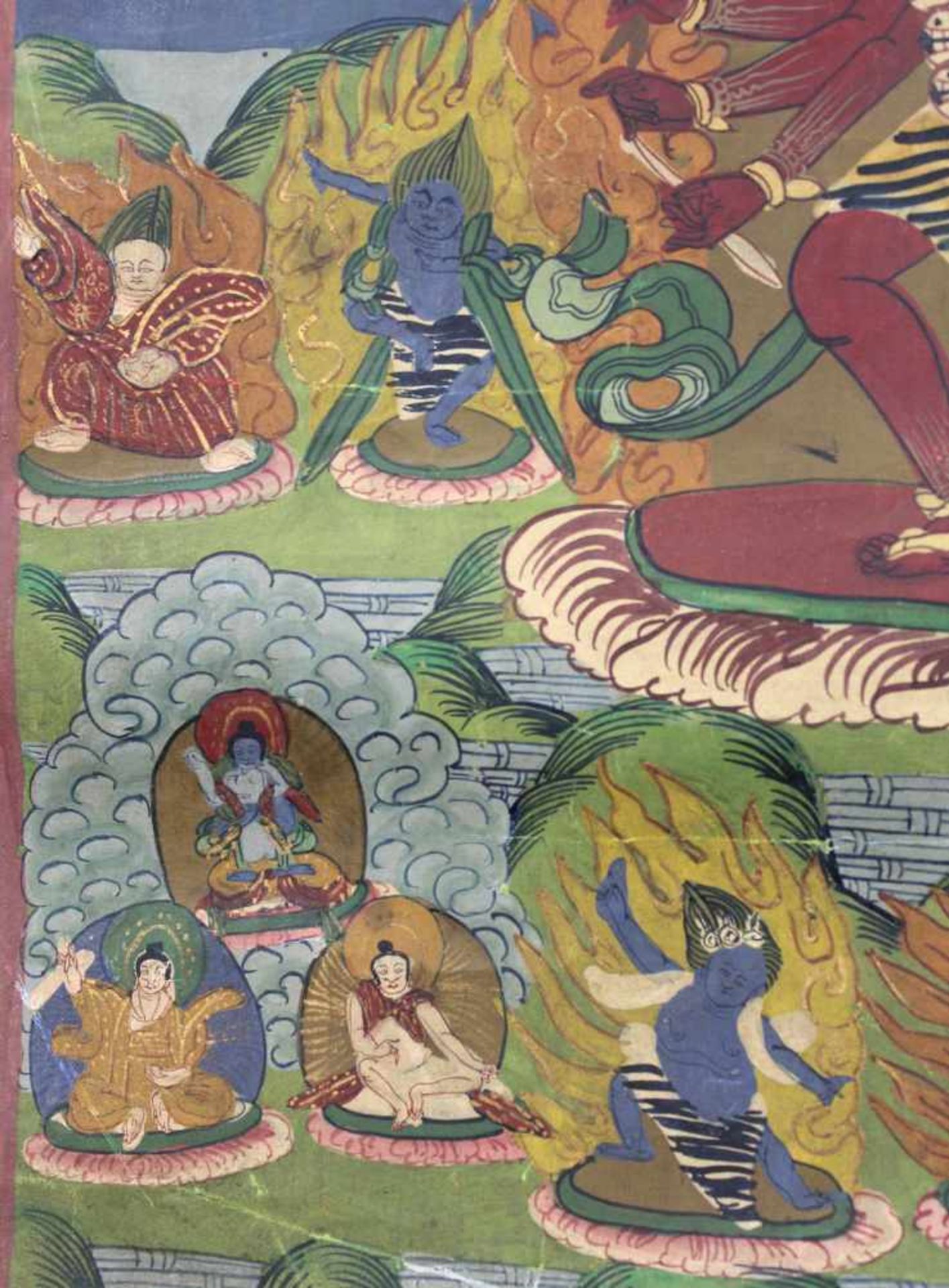 Cri Chakrasamvara ? Thangka, China / Tibet alt.50 cm x 40 cm. Gemälde.Cri Chakrasamvara ? Thangka, - Bild 4 aus 8
