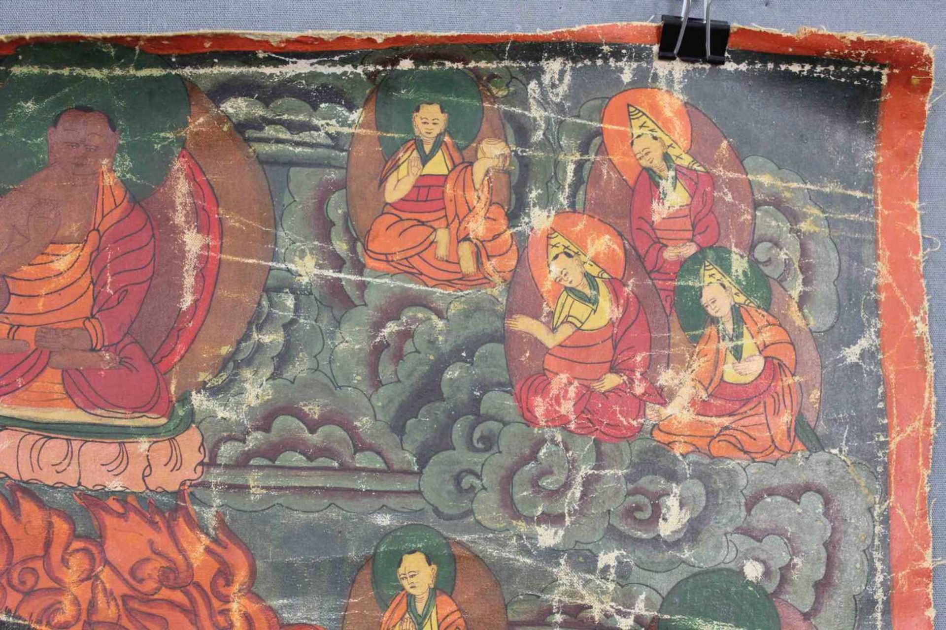 Thangka, China / Tibet alt. Wohl 6- armiger Mahakala.61,5 cm x 47 cm. Gemälde. Der Mahakala - Image 8 of 9