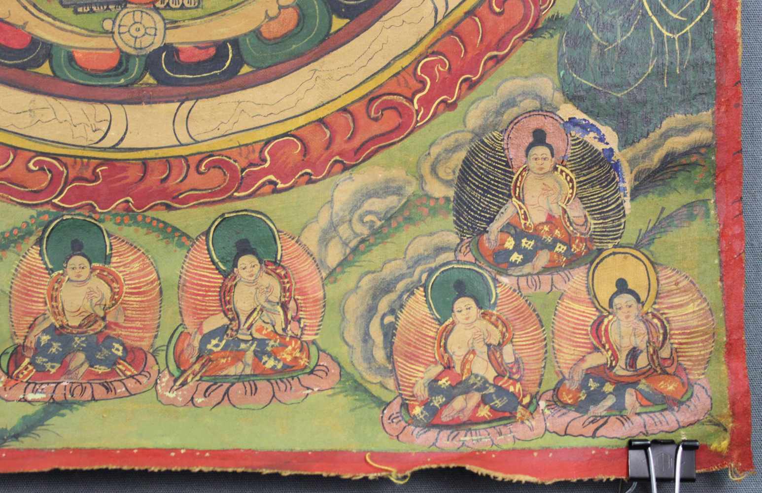 Mandala / Thangka, China / Tibet alt.42,5 cm x 33 cm. Gemälde. Der Lahsa Palast. Deutlich zu - Image 3 of 7
