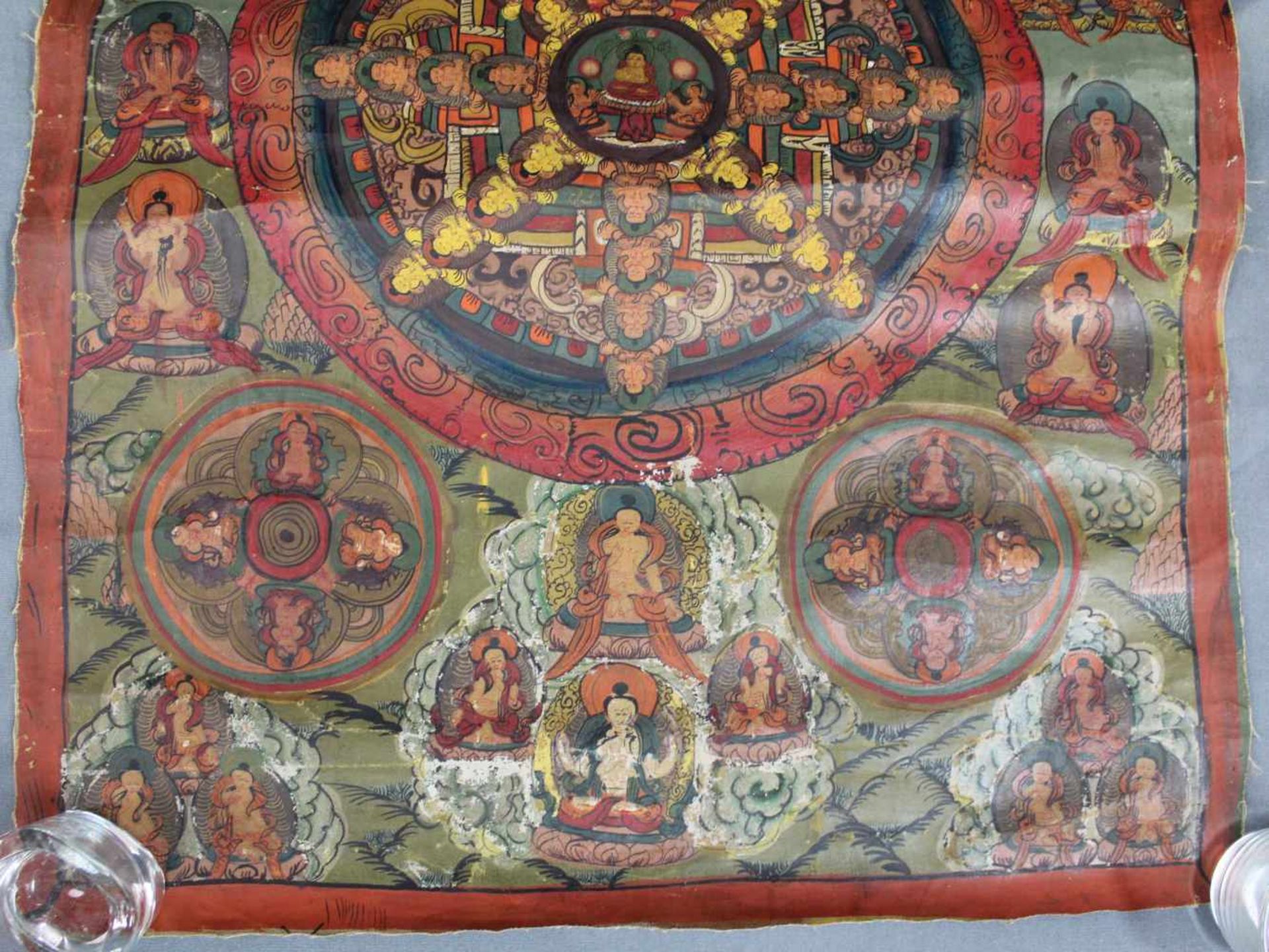 5 fach Mandala, China / Tibet alt. Zentral Buddha.65 cm x 47 cm. Gemälde.5 x Mandala, China / - Image 2 of 6