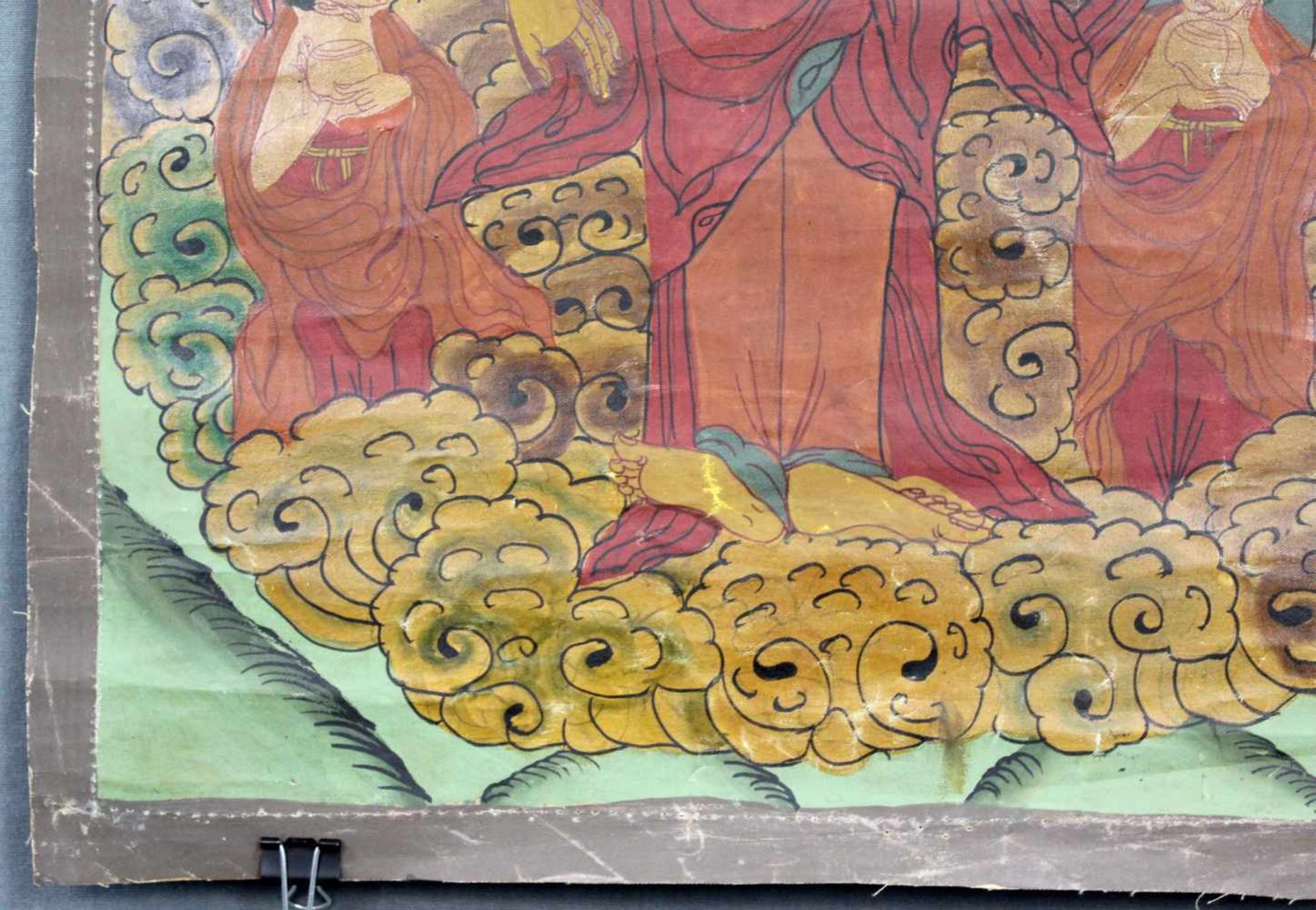 ''Das Herabsteigen aus dem Himmel'', Buddha Thangka, China / Tibet alt.69 cm x 42 cm. Gemälde. Auf - Image 2 of 9