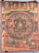 Buddha Mandala, China / Tibet alt.51,5 cm x 39 cm. Gemälde. Der Äther gefüllt mit Göttern.Buddha