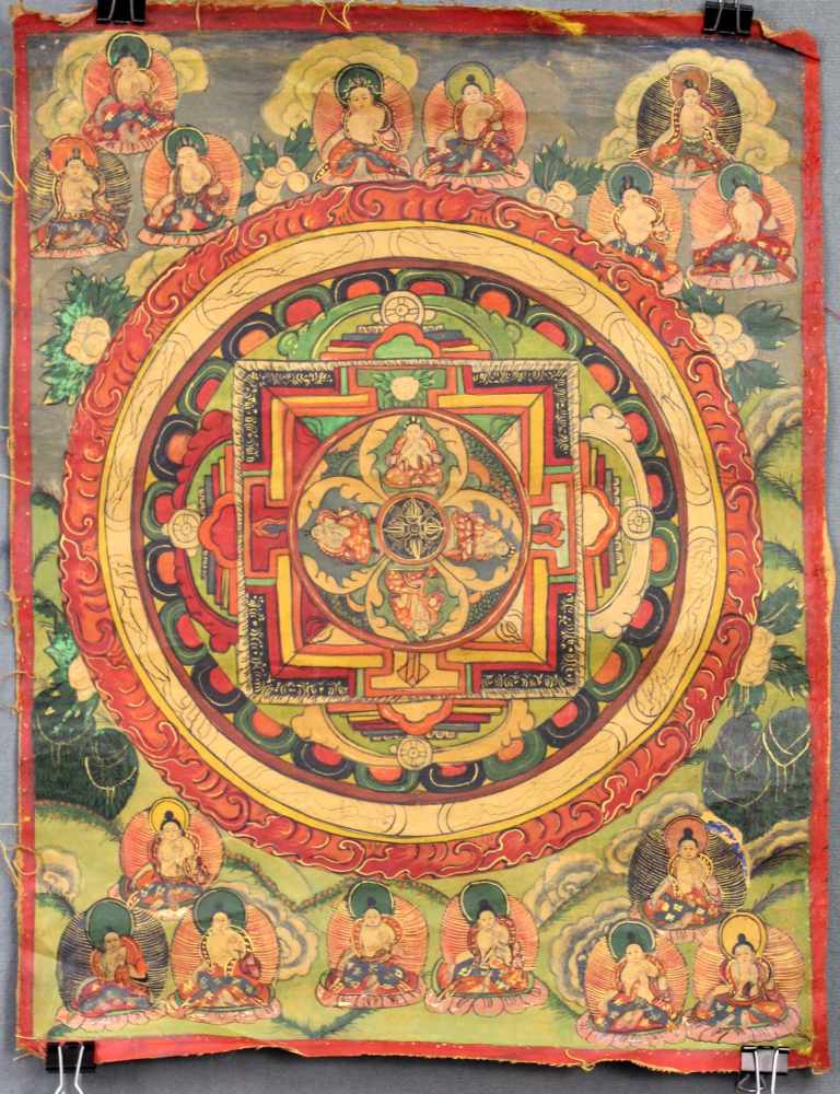 Mandala / Thangka, China / Tibet alt.42,5 cm x 33 cm. Gemälde. Der Lahsa Palast. Deutlich zu