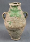 Amphore Steingut mit Grün - Glasur. China? antik?33 cm hoch.Amphora earthenware with green -