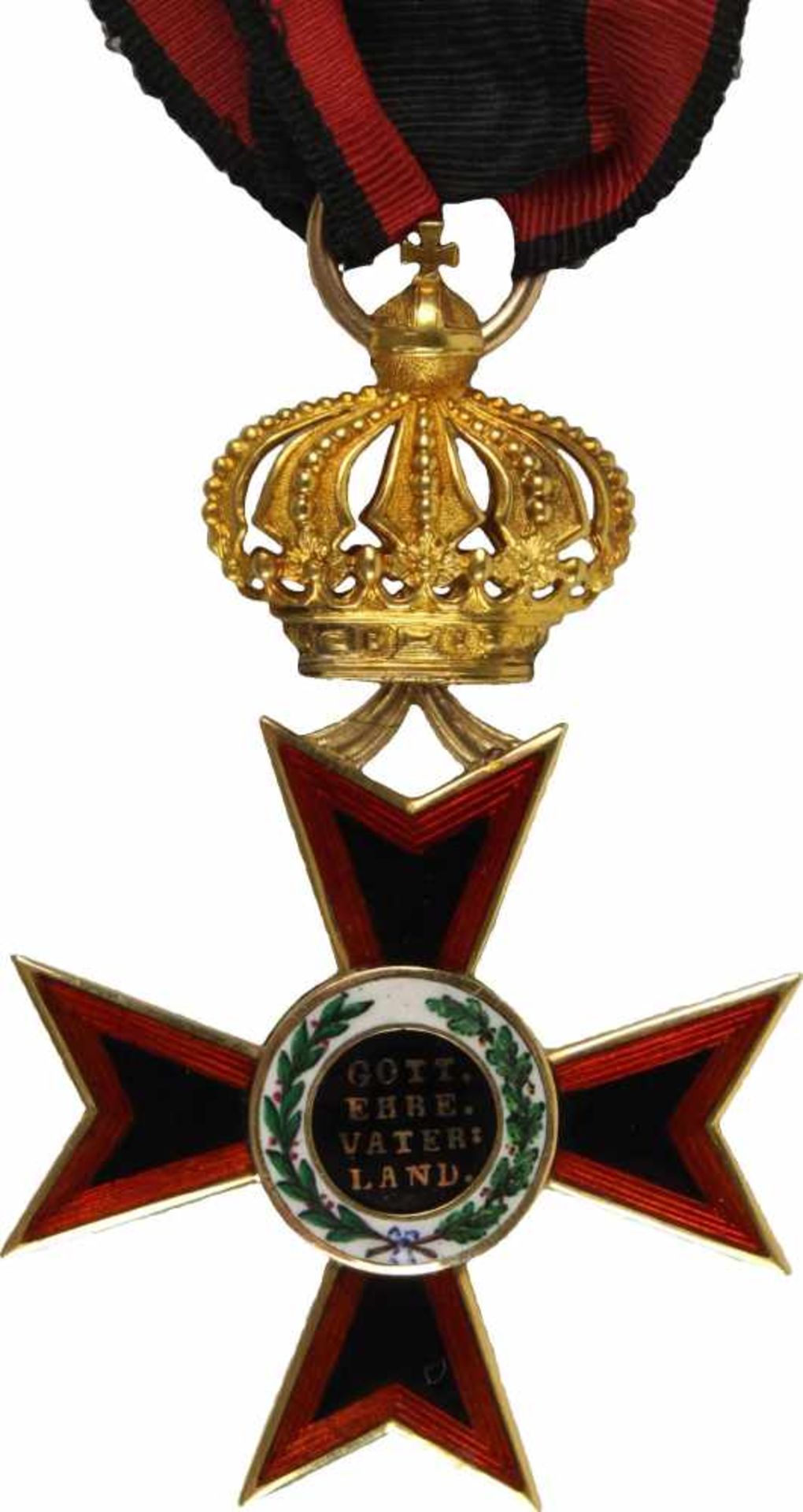 Ludewigsorden, Ritterkreuz 1. Klasse, verliehen 1831-1912. Kreuz Gold emailliert, das rote Emaille - Bild 2 aus 2