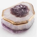 Feine Faberge AmethystdoseFeine Faberge Amethystdose mit Goldmontierung - Tabatiere - Goldbox.