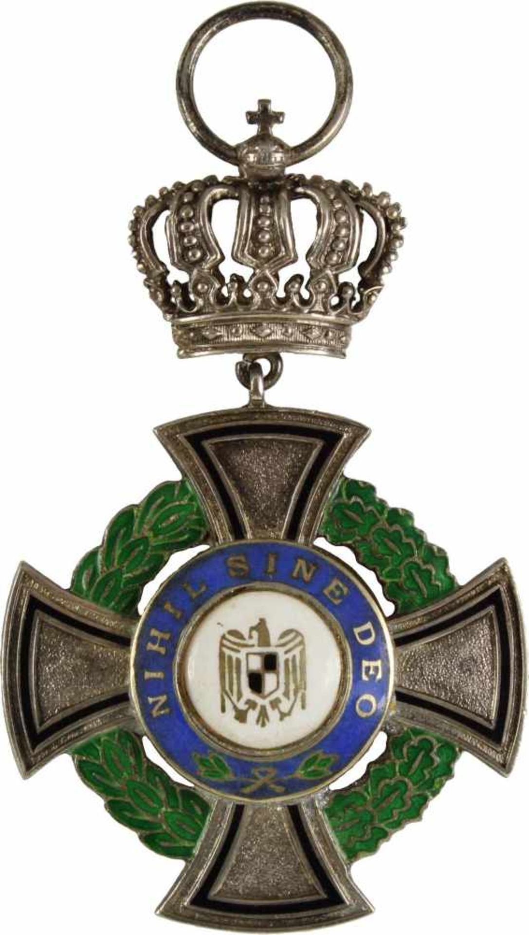 Königl. Rumänischer Ordendes Regierenden Hauses, Ritterkreuz mit Krone. Kreuz Silber emailliert, das