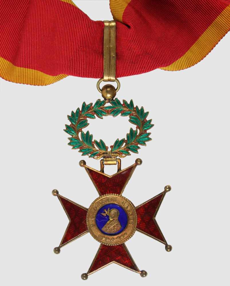 St. Gregorius-Orden,Kommandeurkreuz für Zivil. Kreuz Silber vergoldet und emailliert, eine