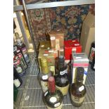 10 various bottles of spirits and liqueurs comprising Walker's 8 year De Luxe Bourbon, Courvoisier