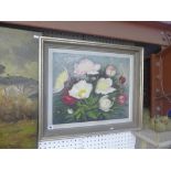 E.E. Fry, oils on board, flowers, signed (42 x 52 cm), framed ONLINE BIDDING IS ONLY THROUGH