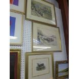 Two framed pictures of the Seine in Paris, and a print of a stag, all framed (3) ONLINE BIDDING IS