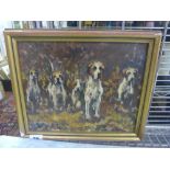 Early 20th century English School oil sketch on board, 'Foxhounds', indistinctly signed (21.5 x 26.5