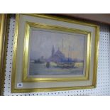 W. Davies, oils on canvas, @Schooner off the island of S. Giorgio, Venice' (30 x 40 cm), framed (