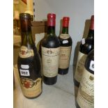 Three bottles: Pasquier-Desvignes Chassagne-Montrachet, 1953; St Julien, 1955; Ch. Mouton