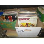 Two boxes of mainly 12 in records including 1960-80s rock and pop , latin, easy listening, etc. [