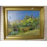 Peter Sloski, a 20th century traditional school oils on canvas of a rural French town, signed (33
