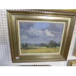 G. Wilson, an oils on canvas landscape under a stormy sky, signed (35 x 46 cm), framed (with Omell
