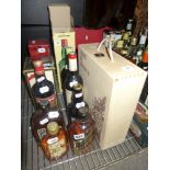 A 1 litre bottle of J&B Rare Scotch whisky, in carton, six other bottles including Dubonnet, Sodap