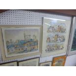 Sydney Arrobus, two framed pictures, 'Windsor Castle' and 'Hampstead, Highgate and Islington' (