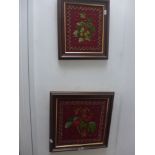 Nine framed needlepoint pictures of fruit and flowers (9) ONLINE BIDDING IS ONLY THROUGH