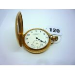 A 9 ct gold 20th-century hunter pocket watch by Russells Ltd, 18 Church Street, Liverpool, with