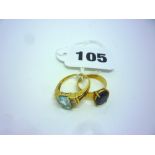 A 14 ct gold single gem ring, and a yellow metal gem-set ring, tests as 9 ct gold ONLINE BIDDING