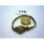 Two 9 ct gold ladies' wristwatches, one on a metal bracelet ONLINE BIDDING IS ONLY THROUGH