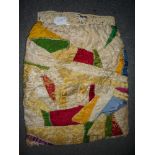 A Victorian crazy patchwork bag in brocades and with Chinese silk embroidered lining, with pierced