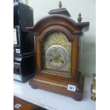 An early 20th century walnut mantel clock by Junghans, with gong strike [A] ONLINE BIDDING IS ONLY