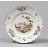 EARTHENWARE DISH, VENETIAN AREA EARLY 19TH CENTURY in polycromy with decorum of landscape with